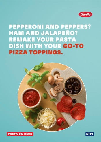 Pepperoni and peppers? Ham and jalapeño? Remake your pasta dish with you go-to pizza toppings.